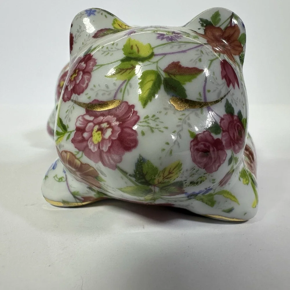 Vintage Baum Bros Formalities Floral Sleeping Cat Figurine Ceramic